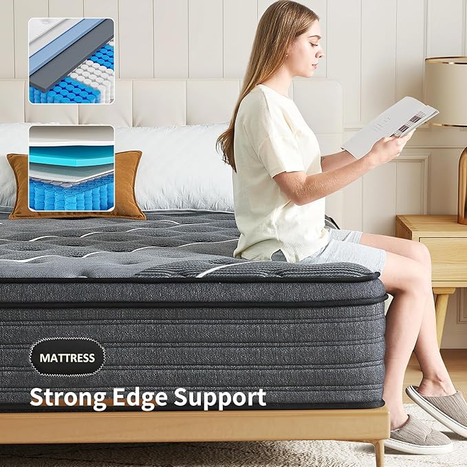Queen Mattress 12 Inch, Queen Mattress in a Box, Medium Firm,Individually Pocketed Springs, Pressure Relief, Motion Isolation