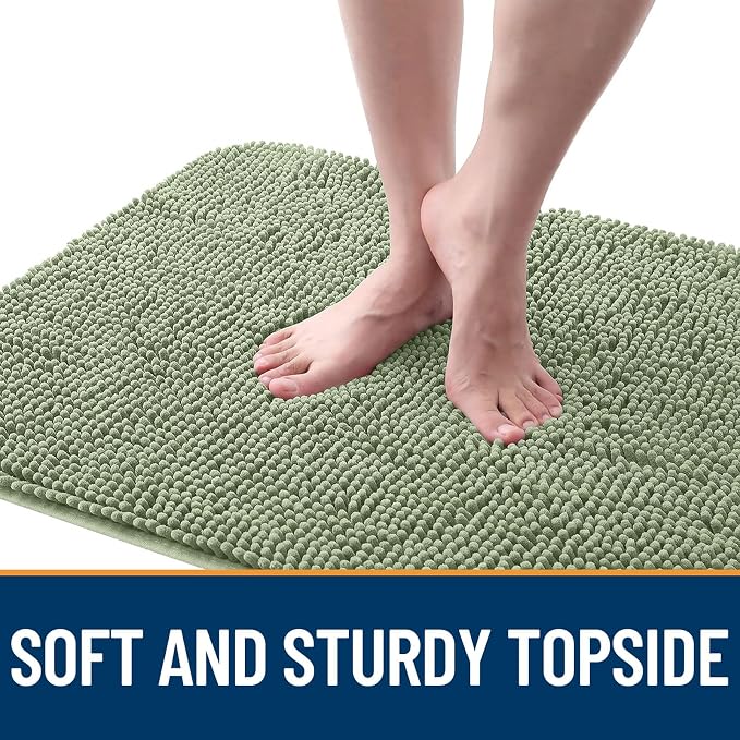 OLANLY Dog Door Mat for Muddy Paws 44x24, Absorbs Moisture and Dirt, Absorbent Non-Slip Washable Doormat, Quick Dry Chenille Mud Mat for Dogs, Entry Indoor Entryway Carpet for Inside Floor, Sage Green - Image 4