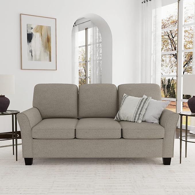 Hillsdale Lorena Modern Upholstered Sofa Fabric Couch, Greige