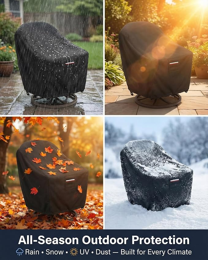 Outdoor Patio Chair Covers 4-Pack, Heavy Duty 600D Oxford Fabric, Weather Resistant Waterproof Furniture Protectors, Black, 35x37x36 inches - Image 9
