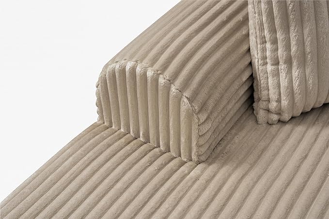 109-Inch L-Shaped Left Facing Boneless Corner Sofa 2 PCS Modular Sectional Cloud Sofa Couch with Chaise Lounge and Toss Pillow, Corduroy Boneless L-Shaped Couches