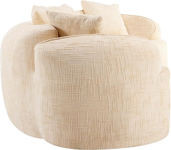109-Inch Curved Boneless Sofa Couches Compressed 4-Seat Foam Couch for Living Room Bedroom, Boneless Modular Cloud Sofa Curved Floor Couch with 4 Pillows, No Assembly