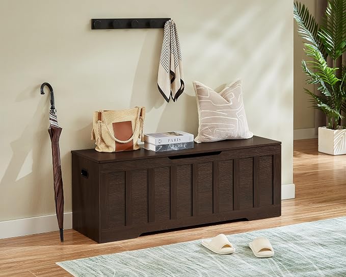 VANKILEY 51.2" Storage Chest Extra Large,Storage Bench with 2 Safety Hinges,Shoe Bench,51.2 * 15.7 * 19.1 inches,Wooden Trunk for Bedroom,livingroom,entryway,Supports 220 lb,Easy Assembly(Espresso). - Image 6