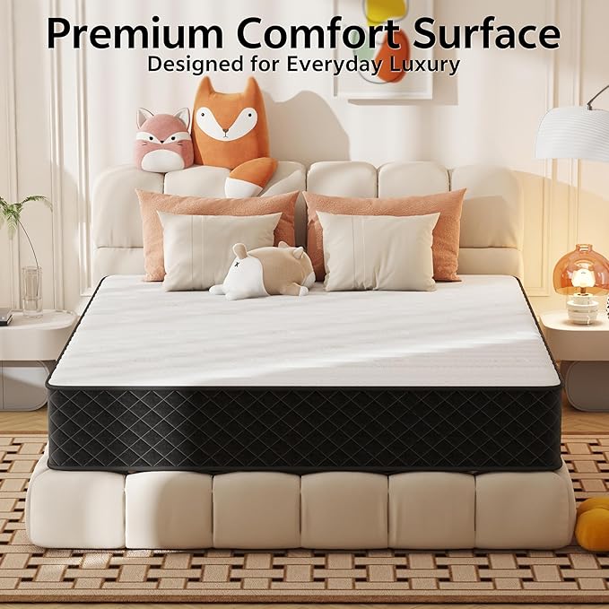 12 Inch Queen Size Firm Hybrid Mattress in a Box, Memory Foam & Pocket Spring Mattress for Pressure Relief, Strong Support & Motion Isolation, Queen Bed Mattress