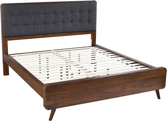 Coaster Home Furnishings Robyn Contemporary 5-Piece Bedroom Set Fabric Upholstered California King Size Panel Bed Frame 53-inch Headboard Dark Walnut 205131KW-S5