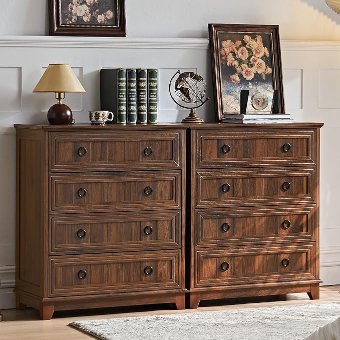 Joaxswe Farmhouse 4 Drawer Dresser for Bedroom, 35" Tall Small Dressers & Chest of Drawers, Rustic Wood Dresser with Metal Handle, Storage Organizer Closet for Living Room, Hallway, Entryway - Image 3
