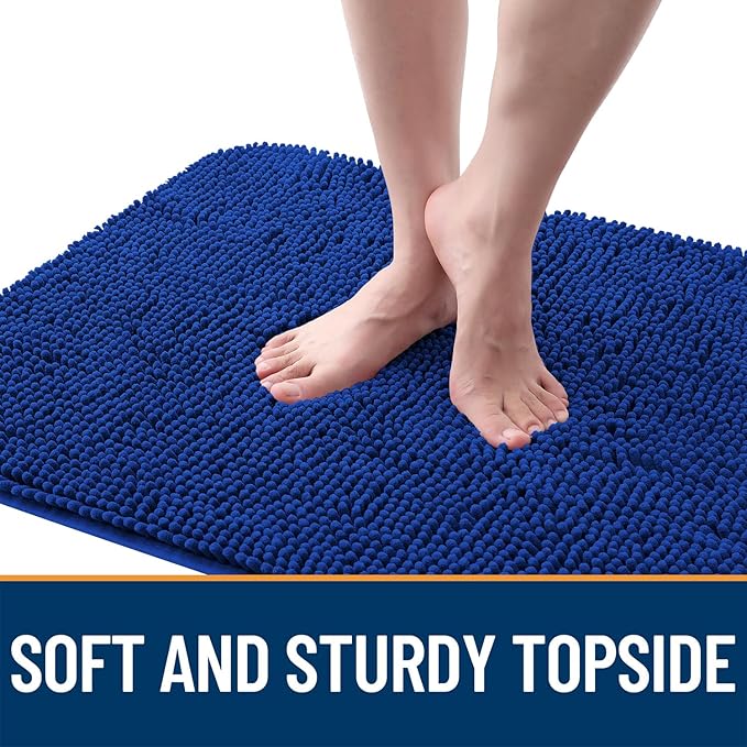 OLANLY Dog Door Mat for Muddy Paws 45x27, Absorbs Moisture and Dirt, Absorbent Non-Slip Washable Doormat, Quick Dry Chenille Mud Mat for Dogs, Entry Indoor Entryway Carpet for Inside Floor, Royal Blue - Image 4