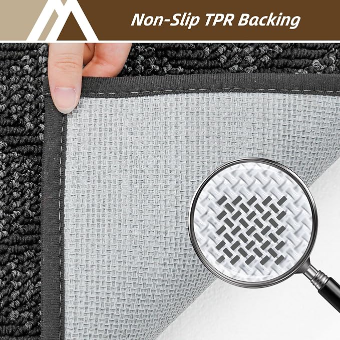 COSY HOMEER Non-Slip Door Mat 20"x32", Entryway Rugs Low Profile Absorbent Dirt Trapper Doormat for Front Entrance, Washable Polypropylene Entry Mat (Dark Grey) - Image 4