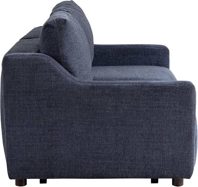 Serta Glendale 90.2" Queen Size Wall-Hugging Convertible Sofa, Dreamcoil Comfort, Chenille Fabric, Navy