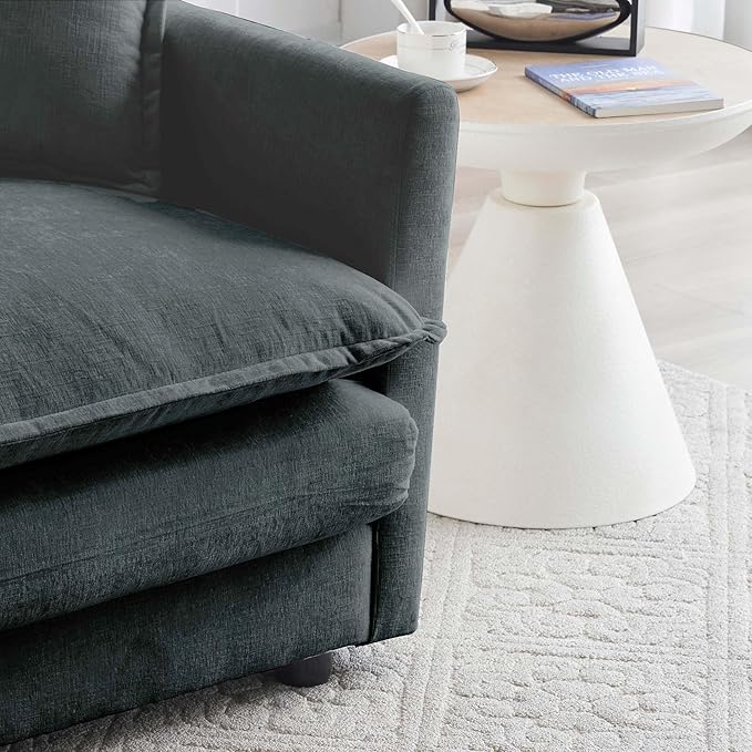 KEIKI Loveseat Sofa, Upholstered 2 Seater Couch, Oversized Sectional Sofa with 4 Pillows for Living Room Bedroom Office, Gray