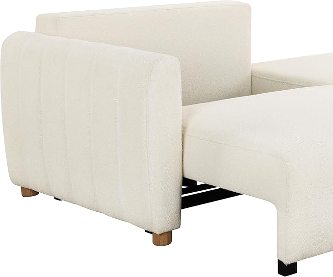Serta Galway 91.7" Convertible Sleeper Sofa, Queen Size, Wall-Hugging Dreamglide Mechanism, Dreamcoil Comfort, Boucle Fabric, Ivory