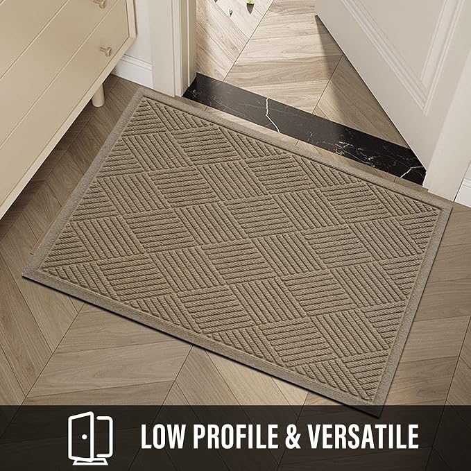 HIYARD Sturdy Front Door Mat, Absorbent Muddy Dirt Resist Welcome Door Mats Outdoor Indoor, Stain and Fade Resistant, Non-Slip Rubber Backing Low Profile Doormat for Entryway, 36×24, Beige - Image 5