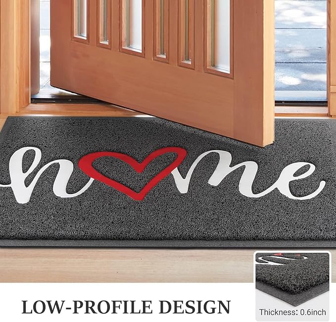 BeneathYourFeet Door Mat, Welcome Mat Low Profile Floor Mat Front Doormat Indoor and Outdoor Doormat Non Slip Rugs for Entryway, Patio, High Traffic Areas (36"x24", Grey-Home) - Image 4