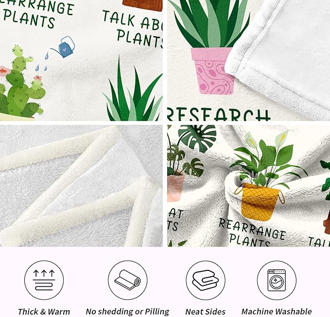 Plant Lover Gifts for Women Men, Gardening Gifts for Women Men, Flannel Soft Blanket Decor, Plant Lady Mom Gift Ideas, Gardener Gift for Birthday Mothers Day Christmas - 50x60 inches
