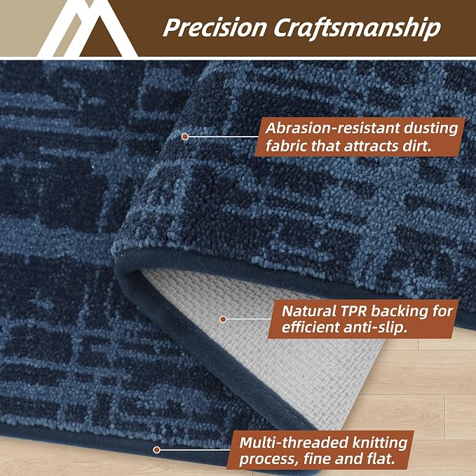 COSY HOMEER-Dirt-Trapper-Door-Mat 32"x48" Non-Slip Entryway Rugs Washable Welcome Mat Absorbent Entrance Mats Low Pile Dog Door Mats for Front Back Doomats and Wet Shoes,Navy Blue - Image 2