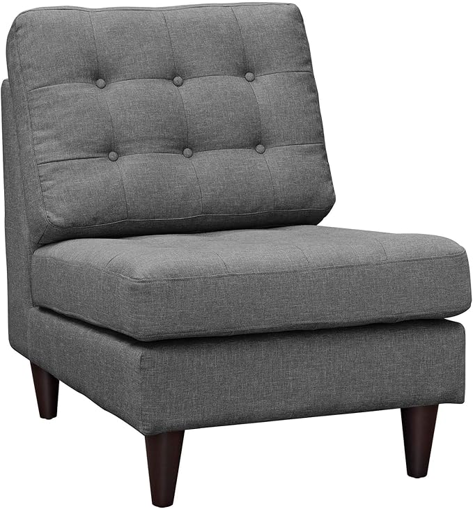 Modway Empress Mid-Century Modern Upholstered Fabric Side Armless Lounge Accent Chair in Gray