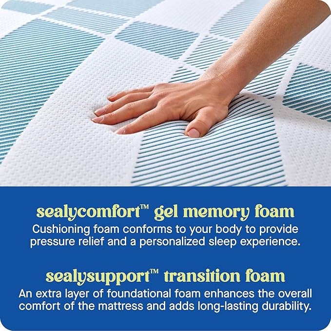 Sealy Dreamlife 12” Foam Mattress-in-a-Box, Twin XL, SealyComfort Gel Memory Foam, SealySupport Transition Foam, Surface-Guard Technology