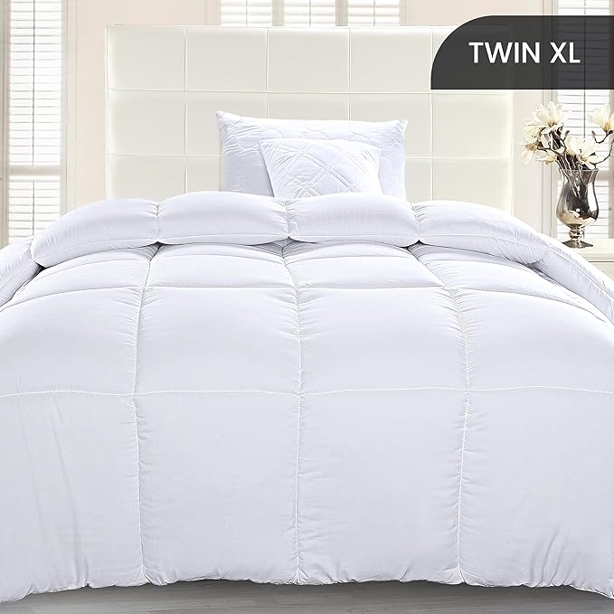 Utopia Bedding Twin XL Comforter Duvet Insert, Quilted White Comforter with Corner Tabs, Box Stitched Down Alternative Comforters Twin XL Size 68 x 92 inches