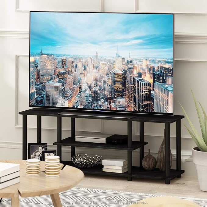 Furinno Turn-N-Tube No Tools 3D 3-Tier Entertainment TV Stand up to 50 inch TV, Round Tubes, Walnut - Image 9