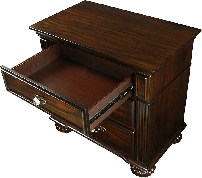 Furniture of America Malierd 3 Piece Traditional Bed Set with 2 Nightstands, Box Spring Required, California King, Dark Walnut