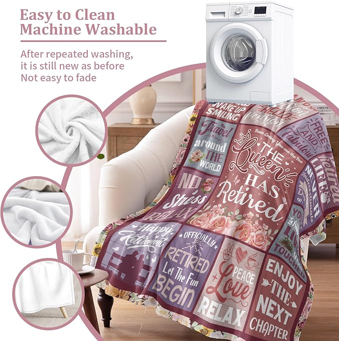 Retirement Gift for Woman, Retirement Gifts for Women 2026, Retired Blanket to My Mom Grandma, Farewell Merch for Coworkers Teacher Nurse, Retirement Party Decorations Blanket 80"x60"