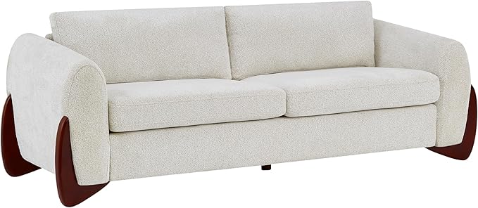 Christopher Knight Home Taki 89 Inches Sofa Couch, Cozy Chenille Upholstered 3-Seater Sofa, Wood Frame Couches, Comfy Home Sofa Living Room and Office, Lounge Seating with Armrests, Beige