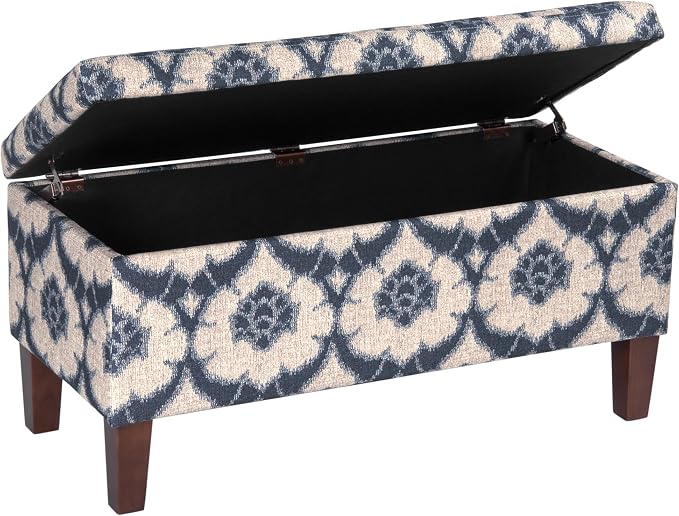 HomePop Large Decorative Storage Bench - Blue Medallion Print - Image 4