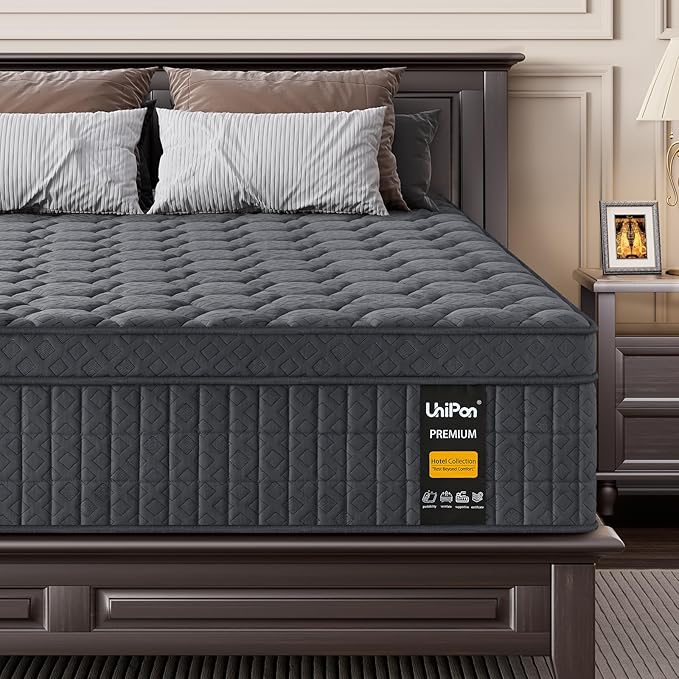 14 inch Firm King Size Mattress, Hybrid Mattress with Extra Back and Lumbar Support, Fiberglass Free, 365 Nights Trial & 10 Years Warranty, Motion Isolation, Enhenced Edge Support