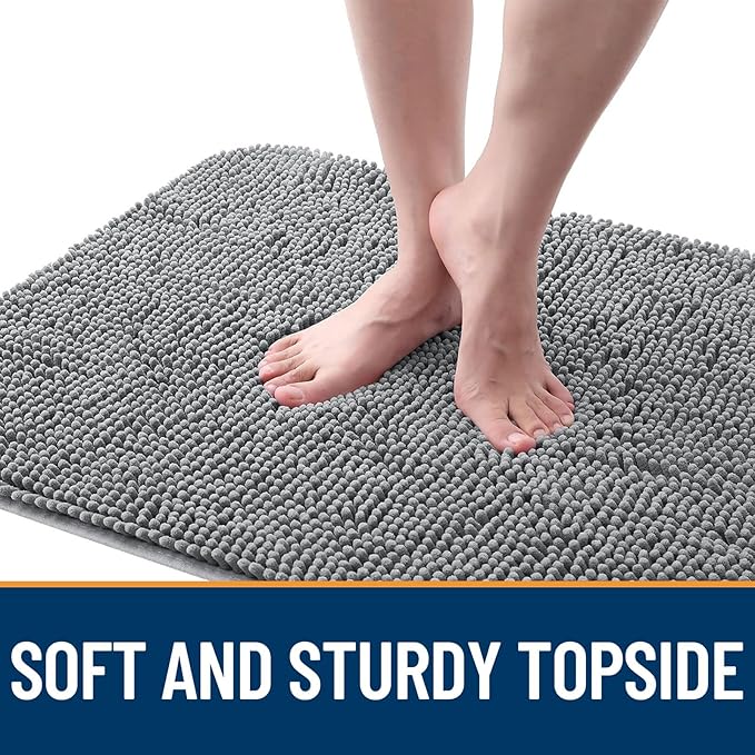 OLANLY Dog Door Mat for Muddy Paws 32x20, Absorbs Moisture and Dirt, Absorbent Non-Slip Washable Doormat, Quick Dry Chenille Mud Mat for Dogs, Entry Indoor Entryway Carpet for Inside Floor, Grey - Image 4
