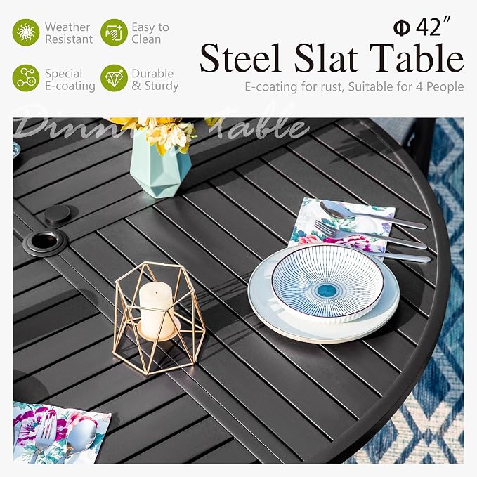 Sophia & William 5 Piece Outdoor Patio Dining Set, Patio Table and Chairs Set for 4,Swivel Patio Chairs with Cushions and Round Table, Outdoor Dining Set for Backyard, Poolside - Image 6