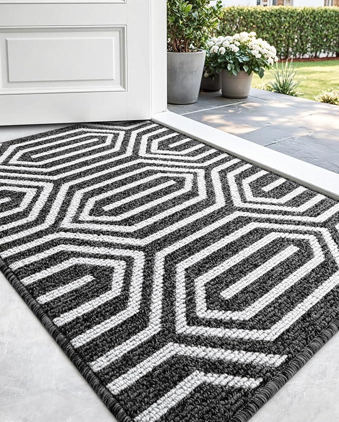 DEXI Front Door Mats for Entryway, 32x48 Non Slip Washable Low-Profile Entry Doormat, Absorbent Resist Dirt Inside Floor Entrance Mat, Patio, Black - Image 8