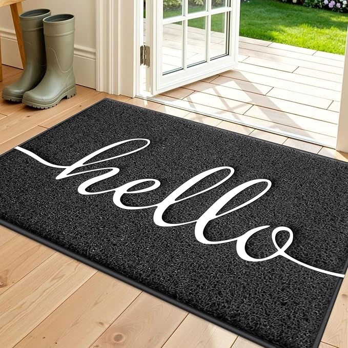 BeneathYourFeet Door Mat (30"x17.5",Black), Welcome Mat Low Profile Front Doormat Floor Mat Non Slip Rugs for Entryway, Patio, High Traffic Areas by BeneathYourFeet