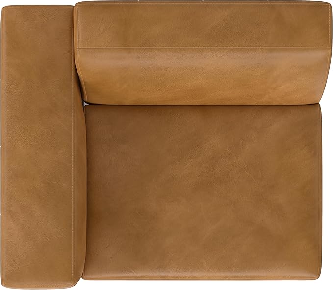 SIMPLIHOME Rex Left-Arm Sofa Module in Full-Grain Genuine Leather, Sienna, 44-inches Wide, Handcrafted Modern-Style Left-Arm Accent Chair for Living Room and Family Room