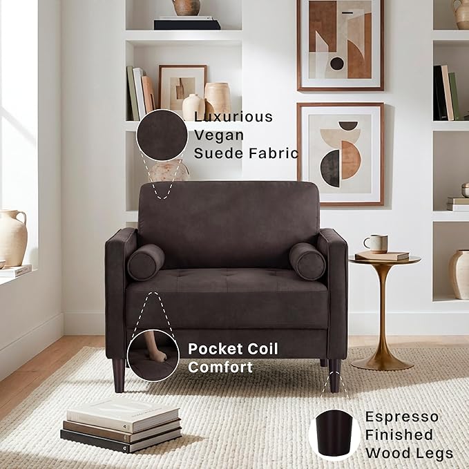 Studio Living® Lexington 39.4" Arm Chair, Mid-Century Modern, Pocket Coil Comfort, Easy Assembly, Woven Fabric, Navy Blue