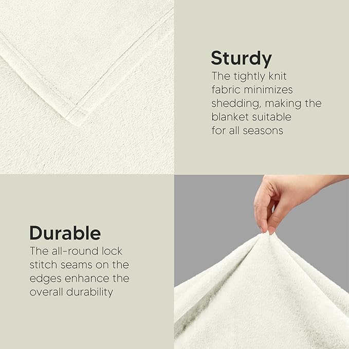 Utopia Bedding Fleece Blanket Twin Size Ivory (60x80 Inches) Ultra Soft Warm Lightweight Microfiber Breathable Anti-Static Cozy Bed Blanket, All-Season Home Decor Gift for Men & Women