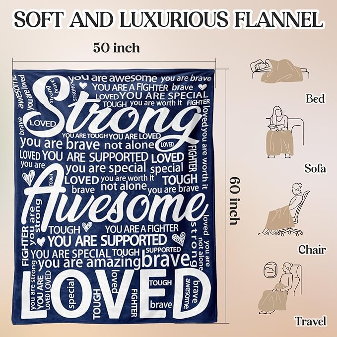 Blanket Gifts for Women Men - Get Well Blanket, Inspirational Gifts for Him Her, Feel Better After Surgery Present, Thinking of You Gift for Boyriend Dad Husband 60'' x 50''