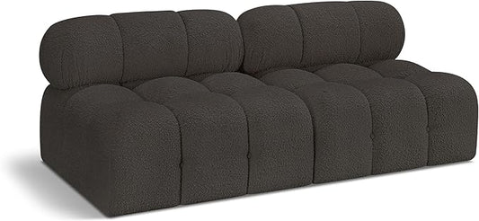 Meridian Furniture 611Brown-S68B Ames Collection Modern | Contemporary Modular Sofa with Rich Brown Boucle Fabric, Modular to Create Infinite Configurations, 68" W x 34" D x 28" H, Brown