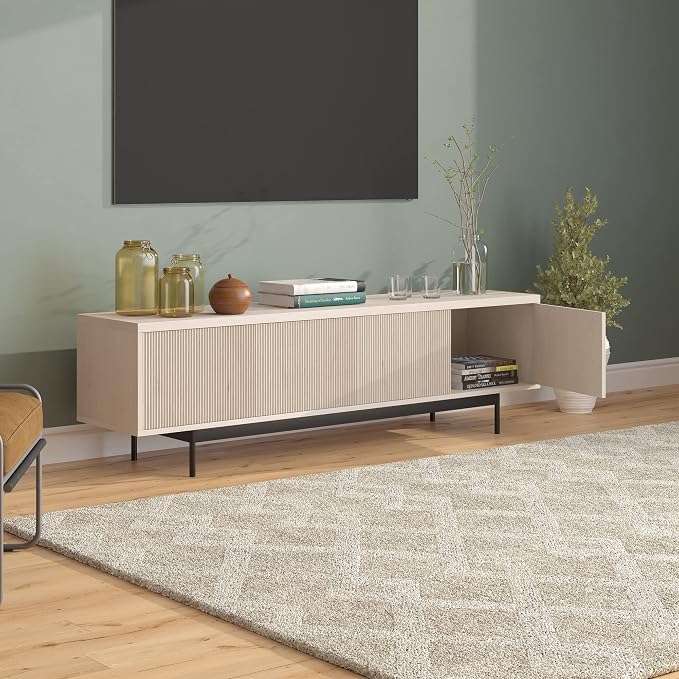 Henn&Hart Whitman, 70'' Rectangular TV Stand, Alder White - Image 6