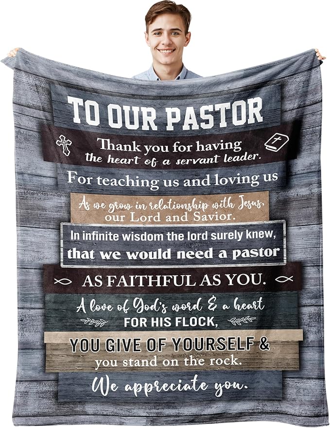 Pastor Appreciation Gifts, Pastor Gifts for Men, Unique Pastor Gifts Blanket 60"x50", Gifts for Pastor, Christian Pastor Gifts, Thank You Gift for Pastor, Catholic Religious Gifts for Pastor