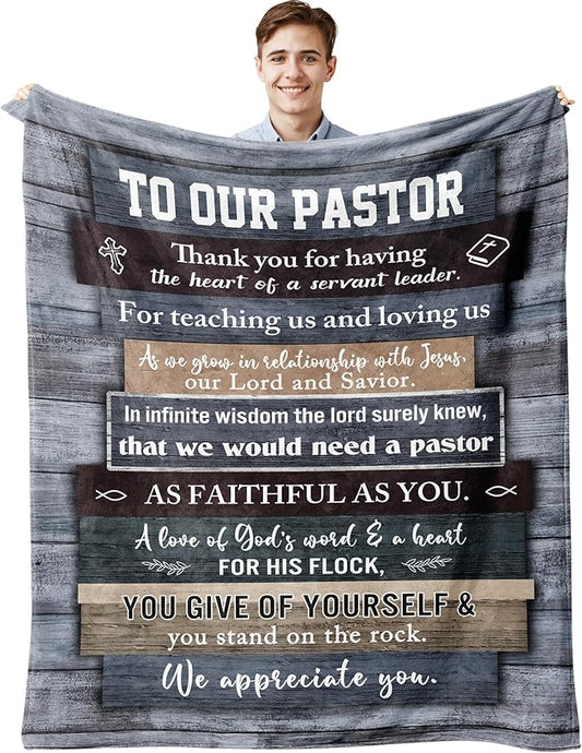 Pastor Appreciation Gifts, Pastor Gifts for Men, Unique Pastor Gifts Blanket 60"x50", Gifts for Pastor, Christian Pastor Gifts, Thank You Gift for Pastor, Catholic Religious Gifts for Pastor