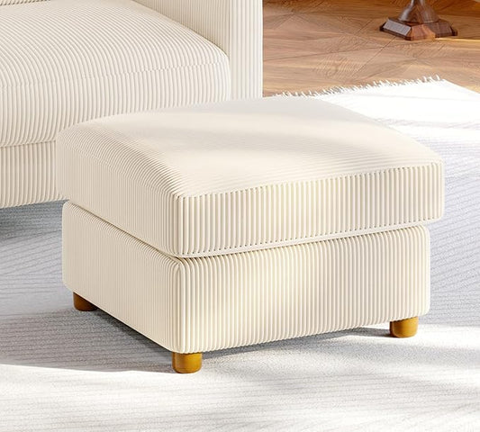 25.2" Couches for Living Room, Comfy Beige Ottoman with Storage, Foot Rest Tool-Free Setup, Small Ottoman Foot Rest for Couch, Corduroy Couch for Bedroom, Apartment, Office