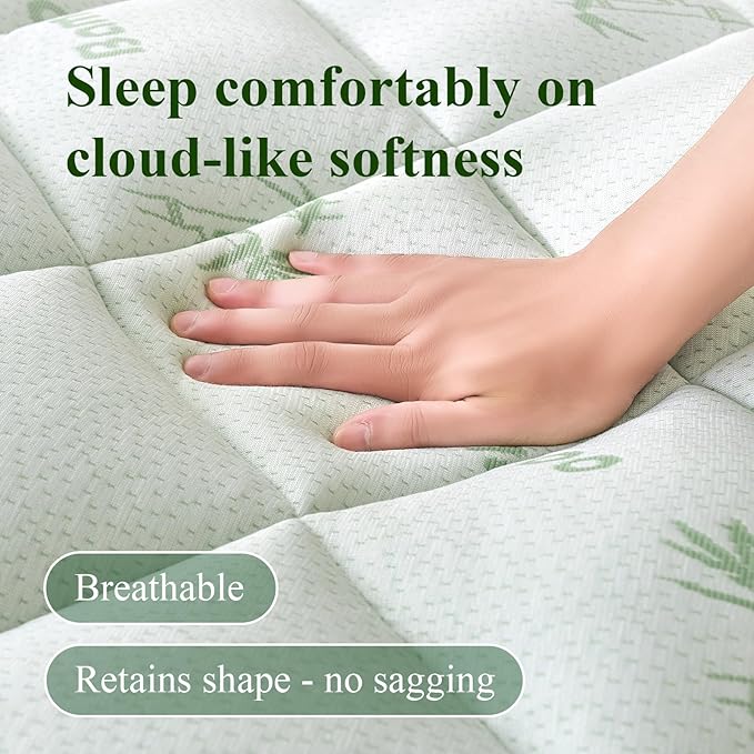 California King Mattress Topper, Viscose Derived from Bamboo Thick Pillow Top Mattress Pad with Deep Pocket, Naturally Cooling for Hot Sleepers, Soft for Back Pain Relief, Premium Green