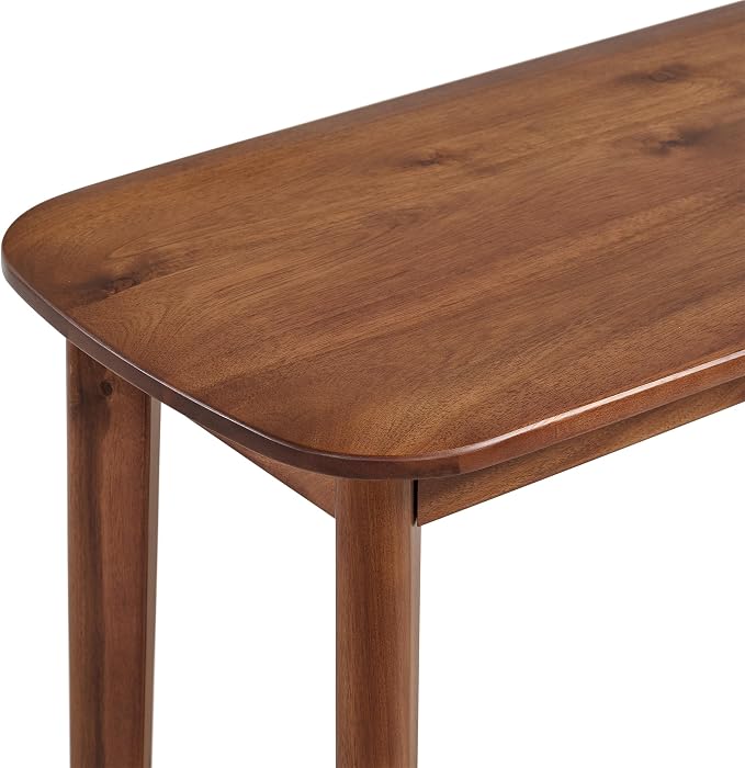 Alaterre Furniture Calais 48 Inch Solid Wood Entryway Table with Woven Storage Shelf – Mid Century Modern 2-Tier Sofa Table for Living Room, Hallway, or Foyer (Chestnut) - Image 10