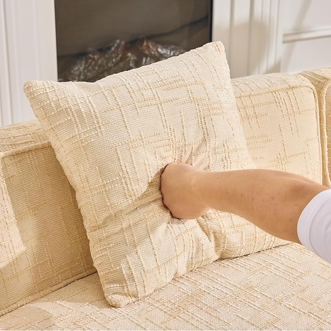 109-Inch Curved Boneless Sofa Couches Compressed 4-Seat Foam Couch for Living Room Bedroom, Boneless Modular Cloud Sofa Curved Floor Couch with 4 Pillows, No Assembly