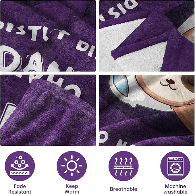 Funny Gifts for Grandma, Grandma is Charging Sloth Blanket, Birthday Gifts for Grandmas from Grandkids,Grandmas Gitts for Mothers Day Christmas, Soft Sloth Blanket for Grandmother, Purple, 60" x 80"