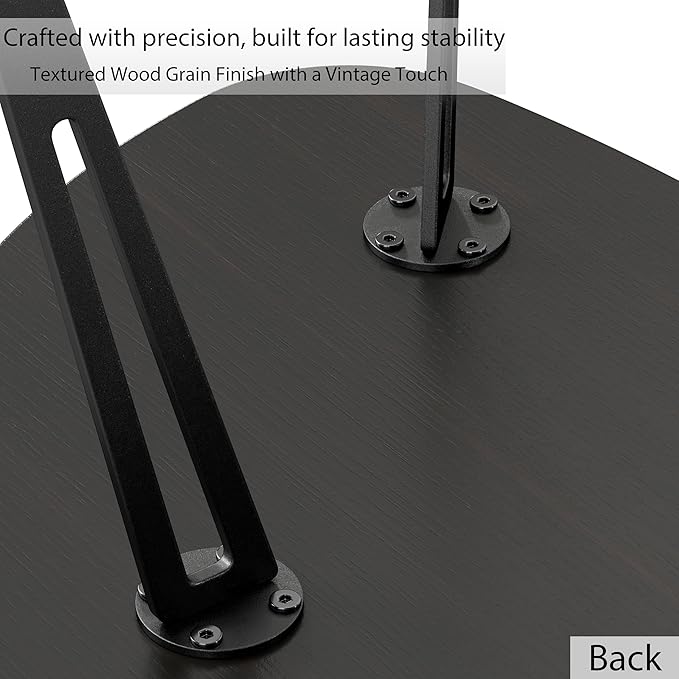 Manora Small Black Coffee Table, Modern Irregular Oval Wood Top with Tapered Metal Legs, Living Room Accent Table, 39.3"x21.6"x17" Low-Profile Table