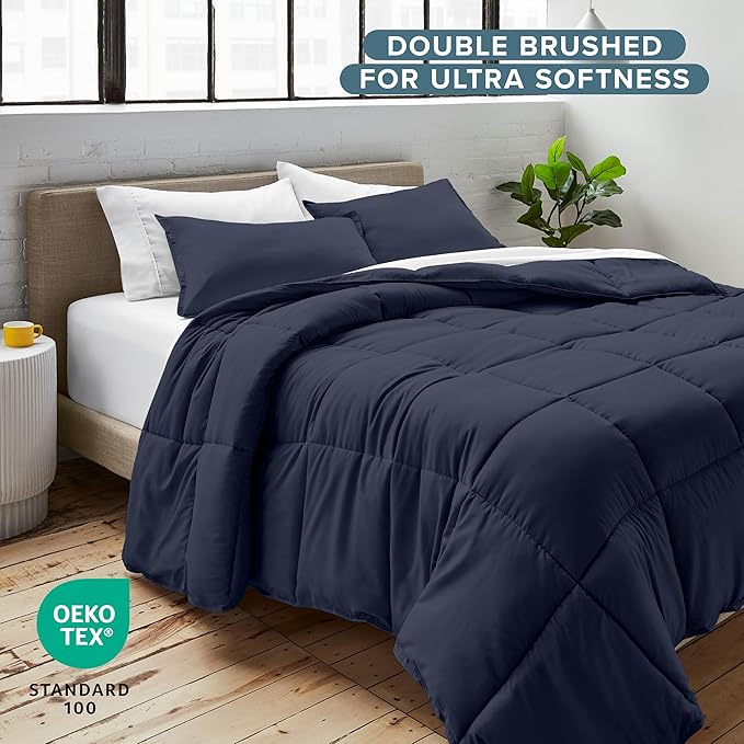 Bare Home Comforter Set - Twin/Twin Extra Long Size - Ultra-Soft - Goose Down Alternative - Premium 1800 Series - All Season Warmth (Twin/Twin XL, Midnight)