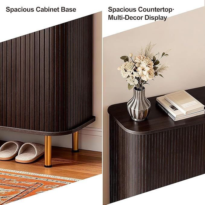 Shoe Cabinet Storage for Entryway: 6-Tier Shoe Cabinet with Adjustable Shelves & Sliding Doors, Mid-Century Modern Freestanding Shoe Storage Organizer for Entryway, Hallway, Living Room - Image 5