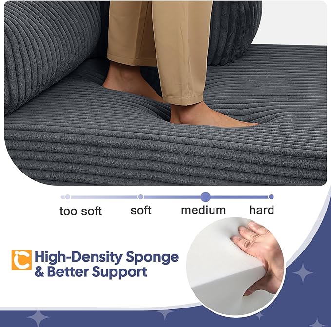 COMAX Convertible Folding Sofa Bed, Foldable Chair Bed Floor Futon Couch with Back Support, Comfy Corduroy Fold Out Mattress Sleeper for Living Room Bedroom