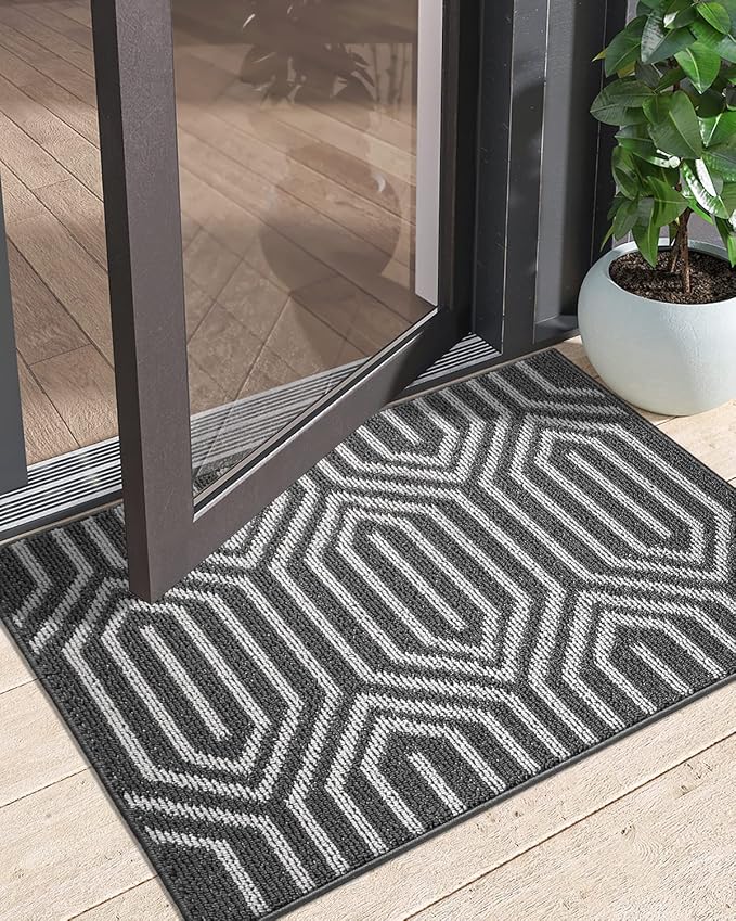 DEXI Front Door Mats for Entryway, 2x3 Non Slip Washable Low-Profile Entry Doormat, Absorbent Resist Dirt Inside Floor Entrance Mat, Patio, Black - Image 9